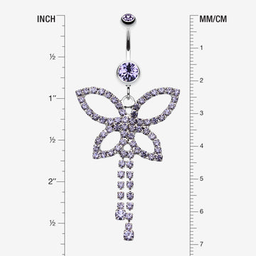 Detail View 1 of Classic Butterfly Sparkle Belly Ring-Tanzanite